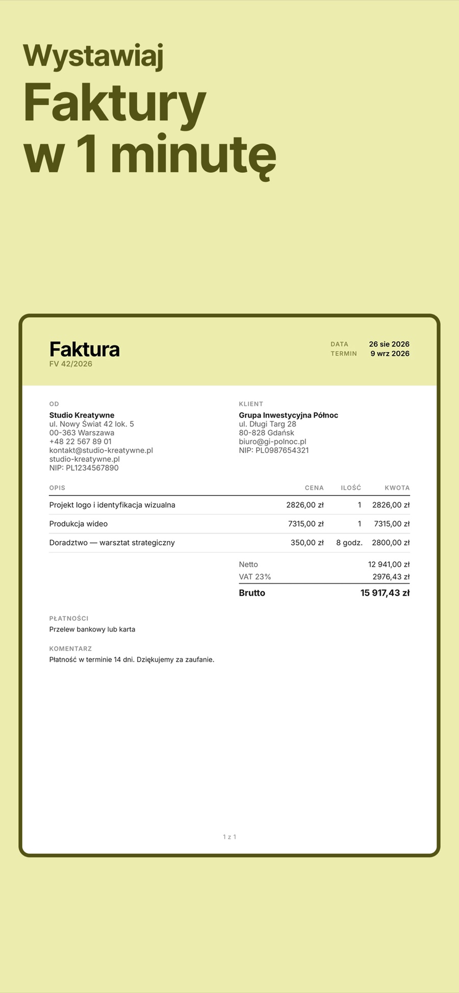 Faktura utworzona w Invoice.app